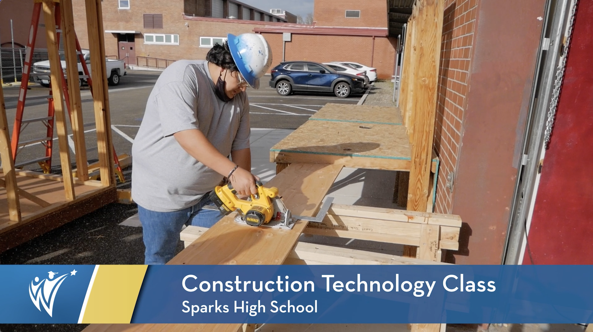  Sawing wood at high school